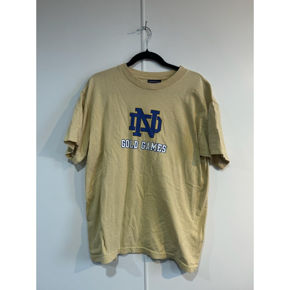 VTG Notre Dame Fighting Irish Gold Games Shirt Large NCAA Football Aeropostale